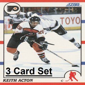 Keith Acton Philadelphia Flyers NHL Hockey Card Collection - 3 Card Set